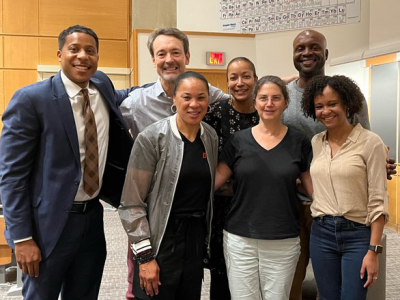 Dawn Staley with members of the Black in Blue team
