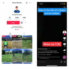 instagram and twitter screens for soccer athlete